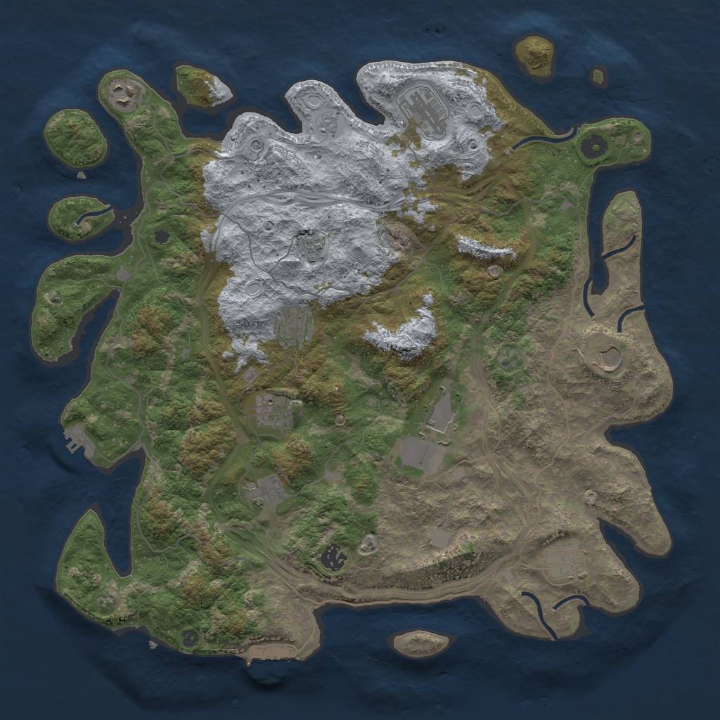 Rust Map: Procedural Map, Size: 4300, Seed: 1343462937, 19 Monuments