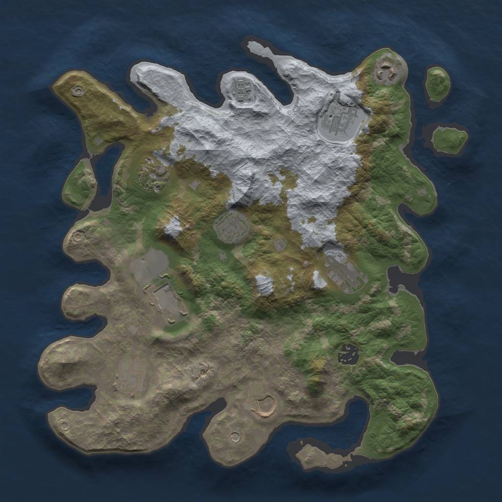 Rust Map: Barren, Size: 3500, Seed: 240, 13 Monuments