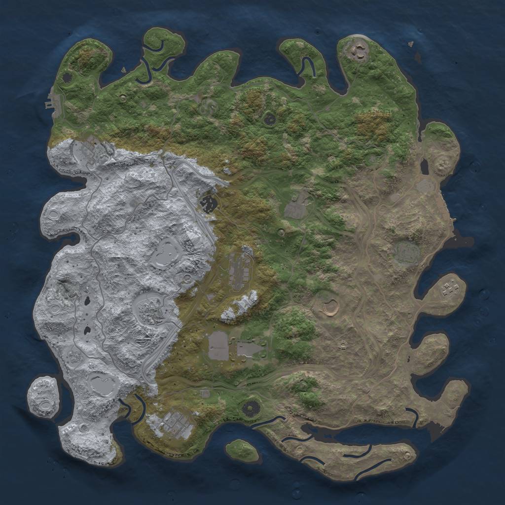 Rust Map: Procedural Map, Size: 4500, Seed: 64861354, 20 Monuments