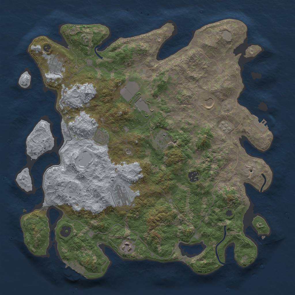 Rust Map: Procedural Map, Size: 4000, Seed: 539566, 18 Monuments