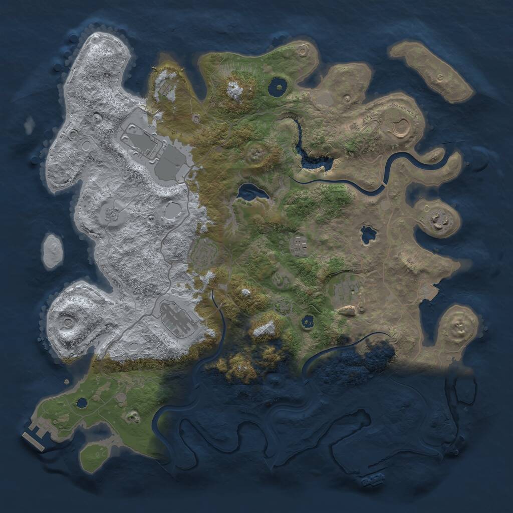 Rust Map: Procedural Map, Size: 4000, Seed: 831, 13 Monuments