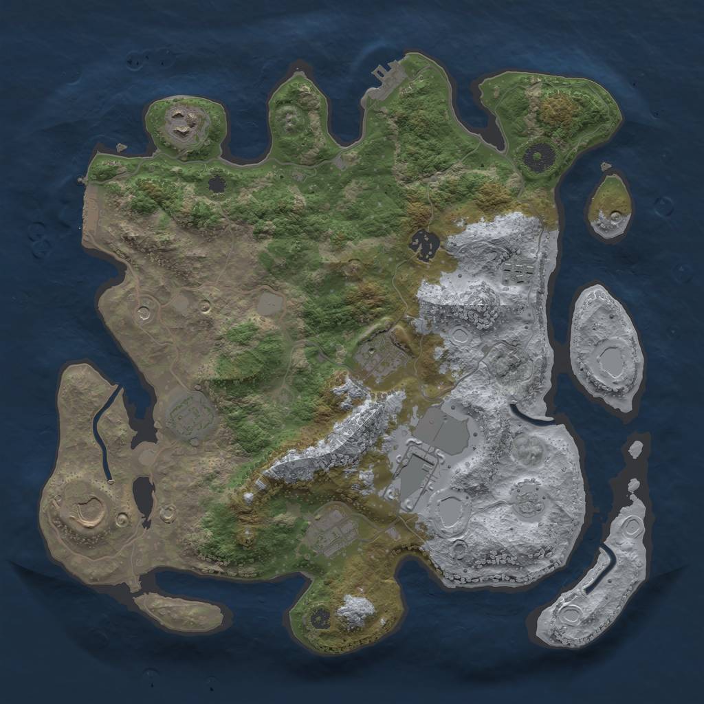 Rust Map: Procedural Map, Size: 3500, Seed: 464116512, 17 Monuments