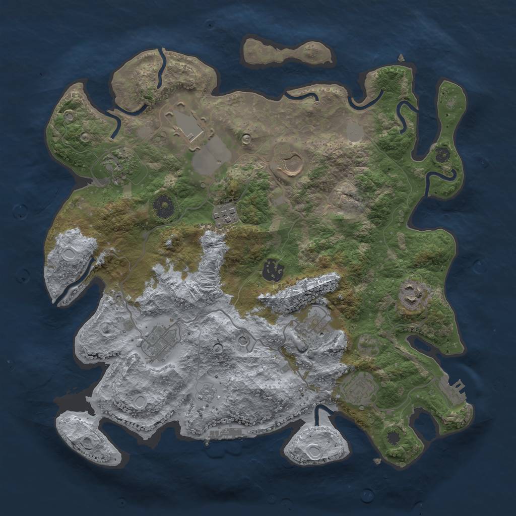 Rust Map: Procedural Map, Size: 3500, Seed: 222, 18 Monuments