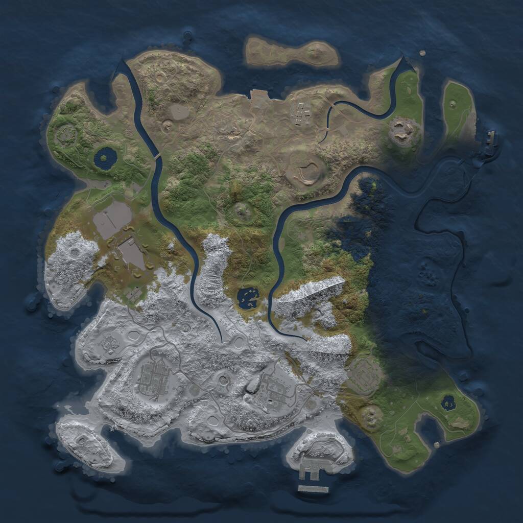 Rust Map: Procedural Map, Size: 3500, Seed: 222, 14 Monuments