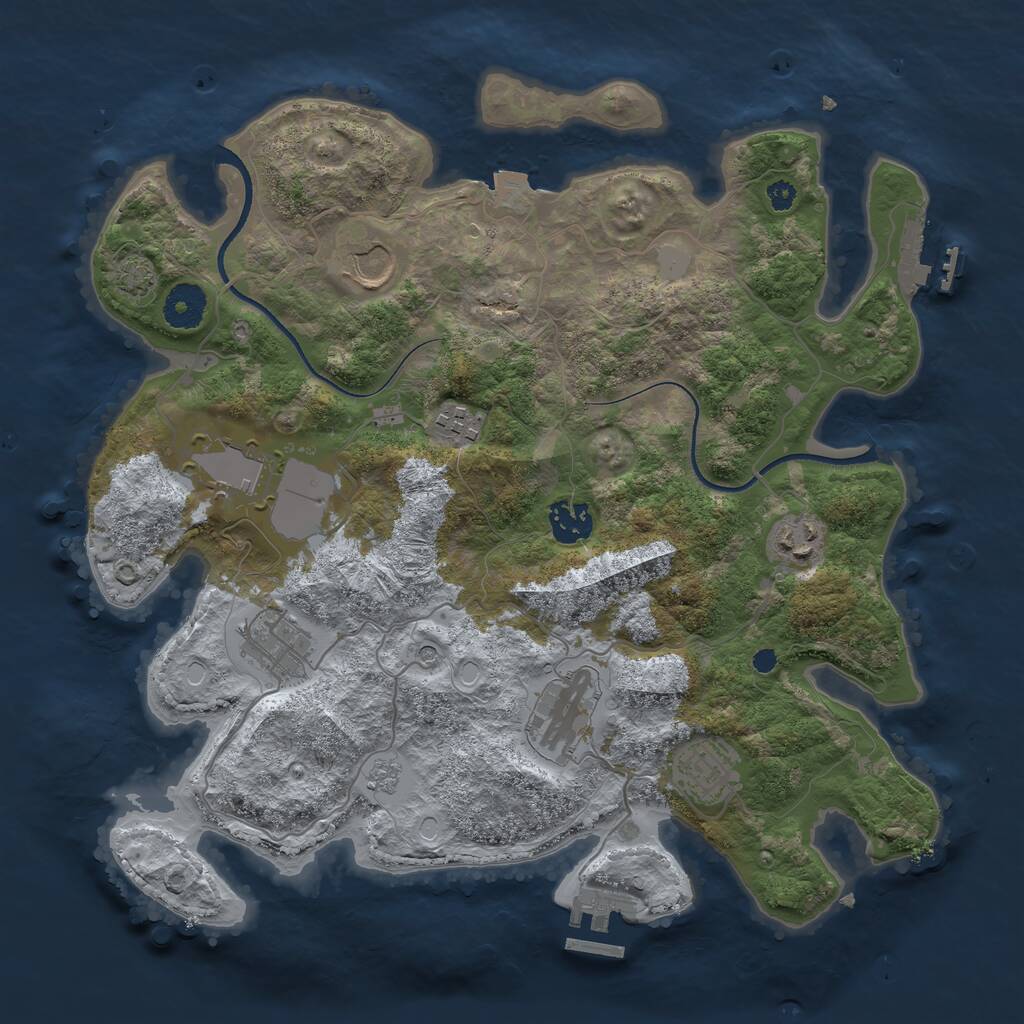 Rust Map: Procedural Map, Size: 3500, Seed: 222, 14 Monuments