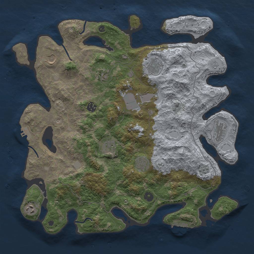 Rust Map: Procedural Map, Size: 4000, Seed: 65576657, 17 Monuments
