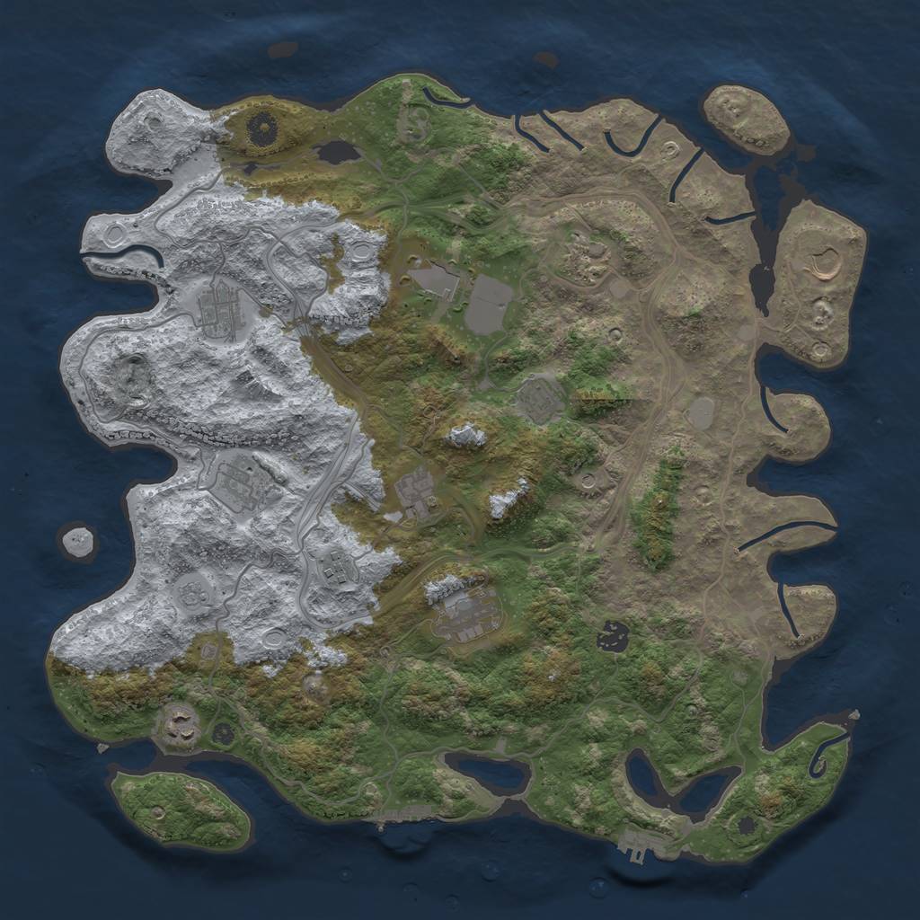 Rust Map: Procedural Map, Size: 4250, Seed: 575995402, 20 Monuments