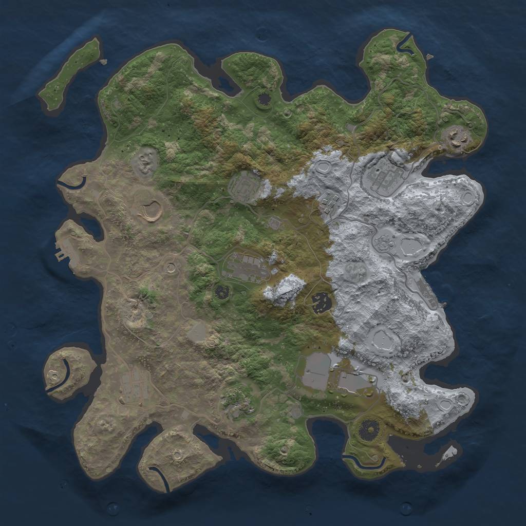 Rust Map: Procedural Map, Size: 3750, Seed: 290063318, 19 Monuments