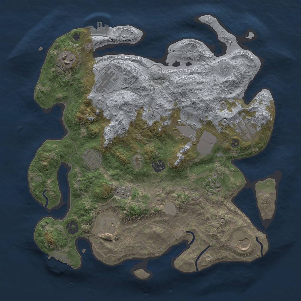 Rust Map: Procedural Map, Size: 3500, Seed: 9865230, 19 Monuments