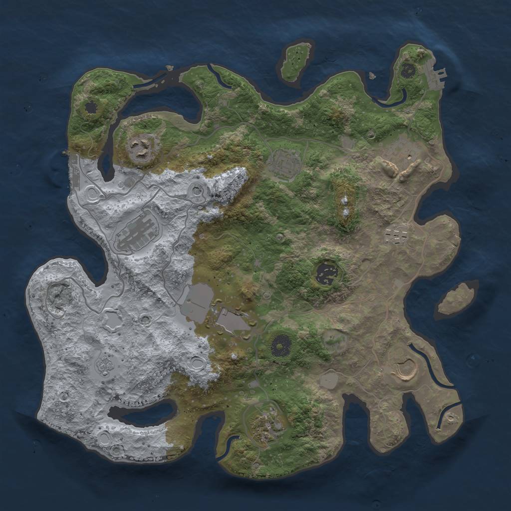 Rust Map: Procedural Map, Size: 3500, Seed: 1519436960, 18 Monuments