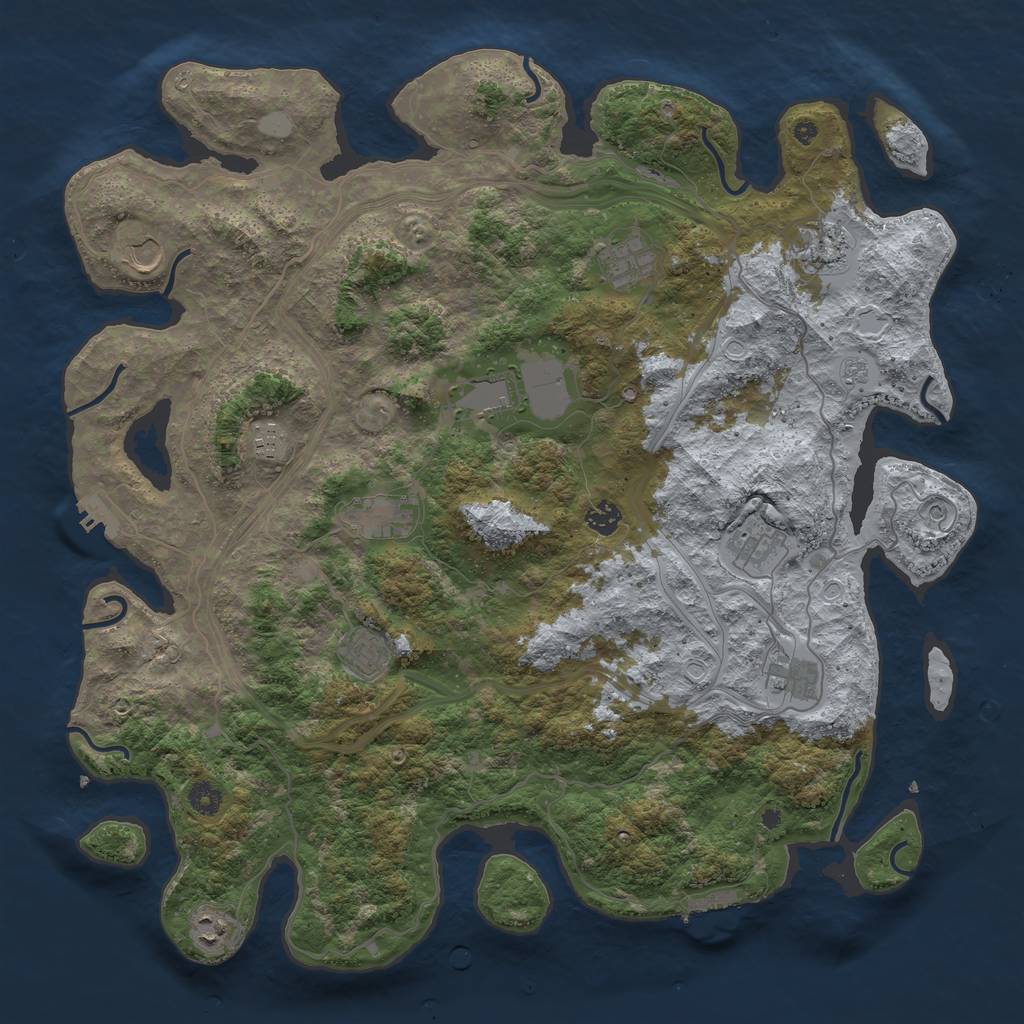 Rust Map: Procedural Map, Size: 4500, Seed: 979209866, 20 Monuments