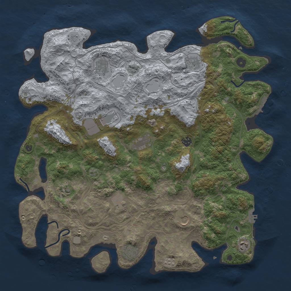 Rust Map: Procedural Map, Size: 4500, Seed: 302543717, 20 Monuments
