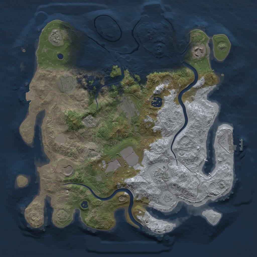 Rust Map: Procedural Map, Size: 3500, Seed: 1336546823, 14 Monuments
