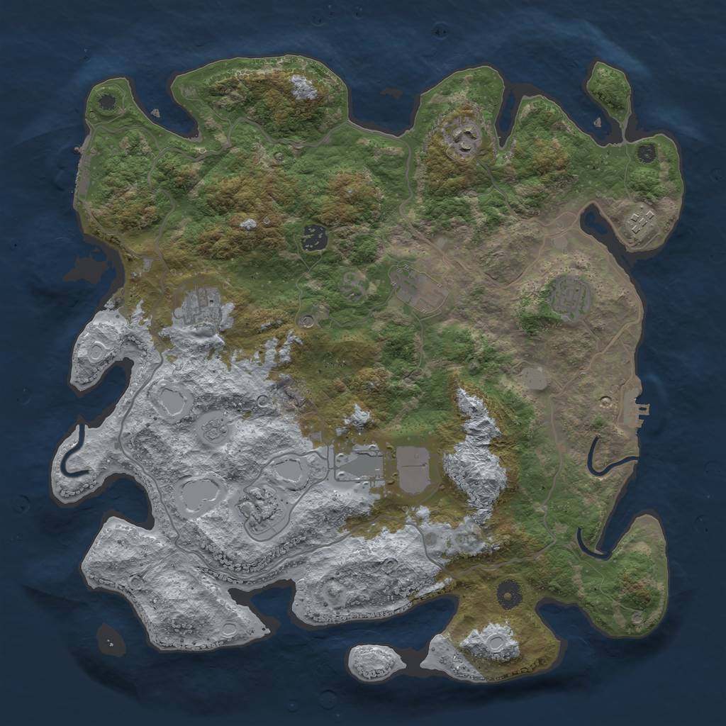 Rust Map: Procedural Map, Size: 4000, Seed: 43441, 17 Monuments