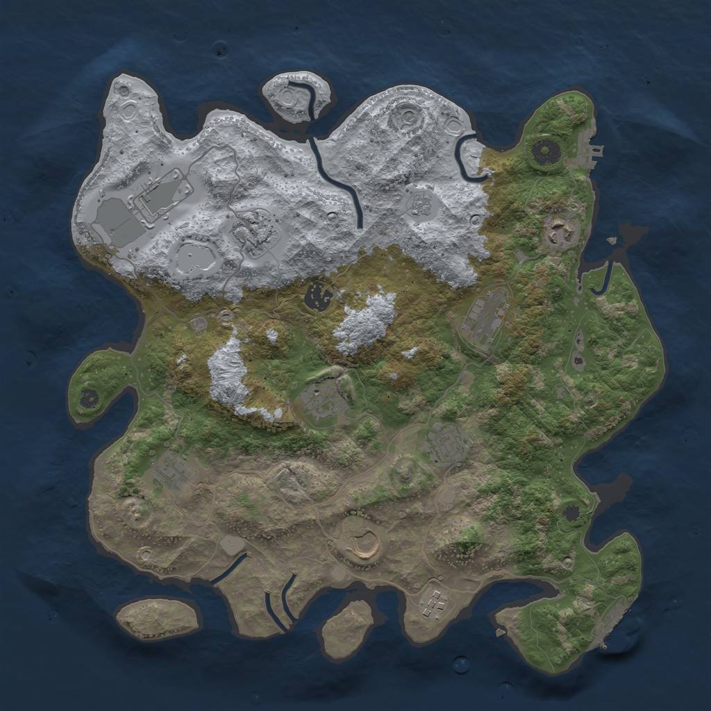 Rust Map: Procedural Map, Size: 3850, Seed: 1040840327, 19 Monuments