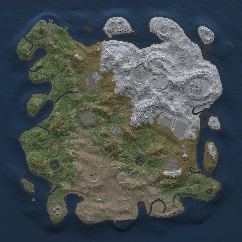 Rust Map: Procedural Map, Size: 3850, Seed: 1313453039, 19 Monuments