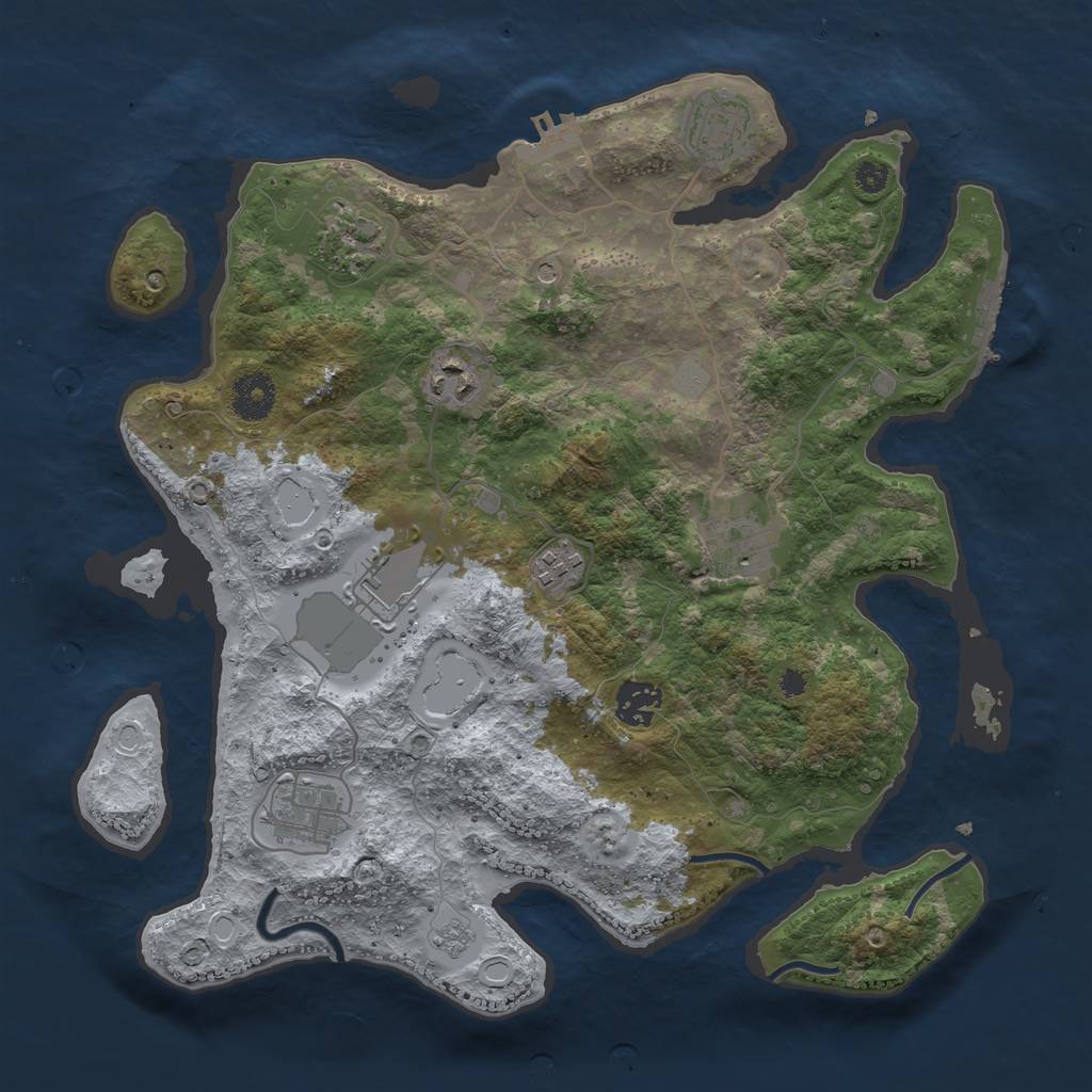 Rust Map: Procedural Map, Size: 3500, Seed: 1548168558, 17 Monuments