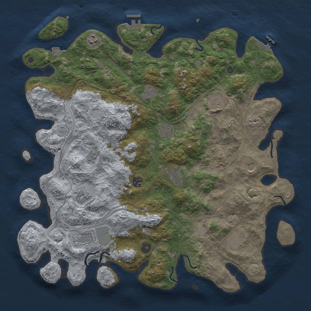 Rust Map: Procedural Map, Size: 4500, Seed: 46261, 17 Monuments