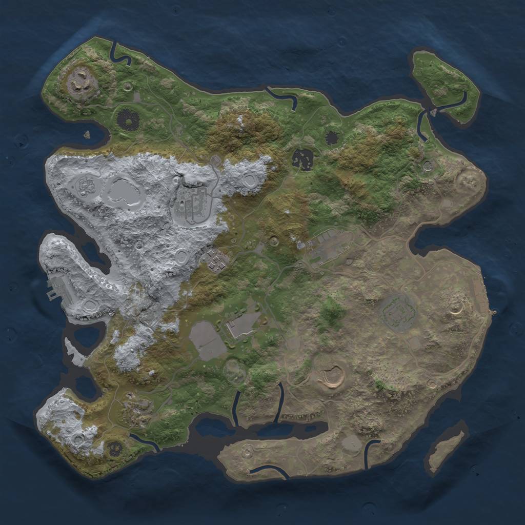 Rust Map: Procedural Map, Size: 3500, Seed: 4435, 18 Monuments