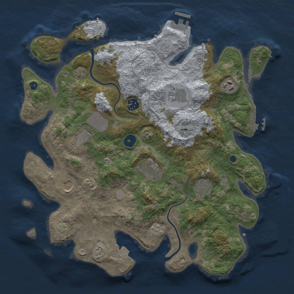 Rust Map: Procedural Map, Size: 3700, Seed: 377869532, 14 Monuments