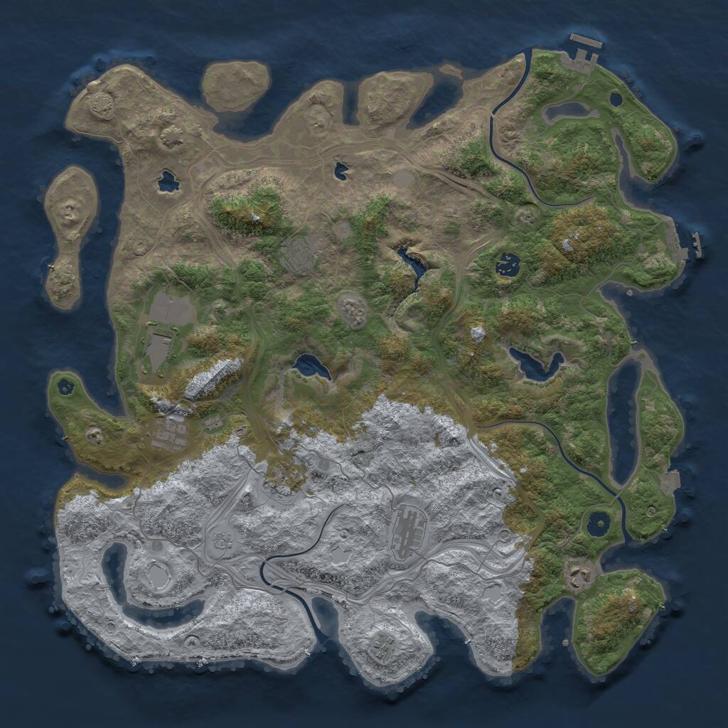 Rust Map: Procedural Map, Size: 4500, Seed: 1027985470, 14 Monuments