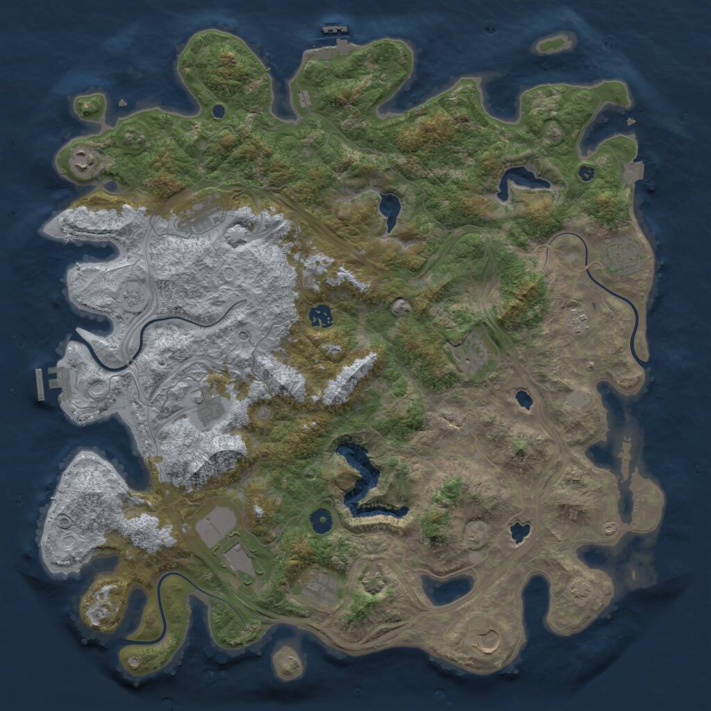 Rust Map: Procedural Map, Size: 4500, Seed: 864263533, 16 Monuments