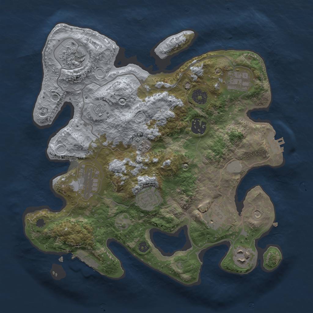 Rust Map: Procedural Map, Size: 3000, Seed: 2063627413, 17 Monuments