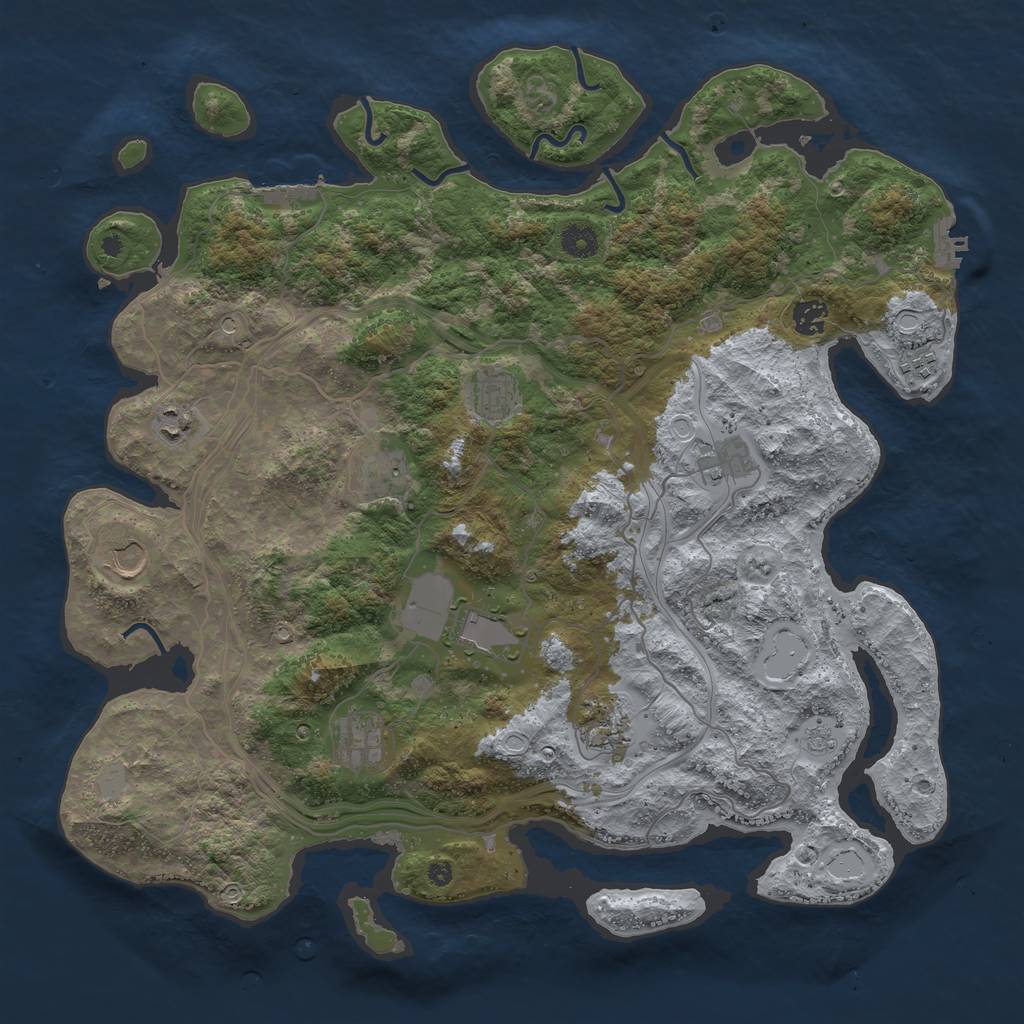 Rust Map: Procedural Map, Size: 4250, Seed: 421377634, 19 Monuments