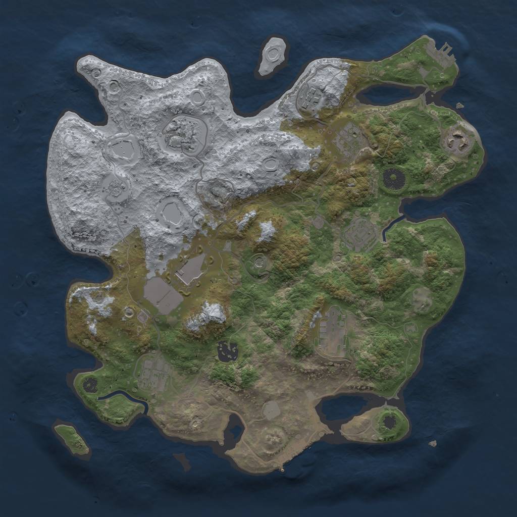 Rust Map: Procedural Map, Size: 3500, Seed: 62241910, 16 Monuments