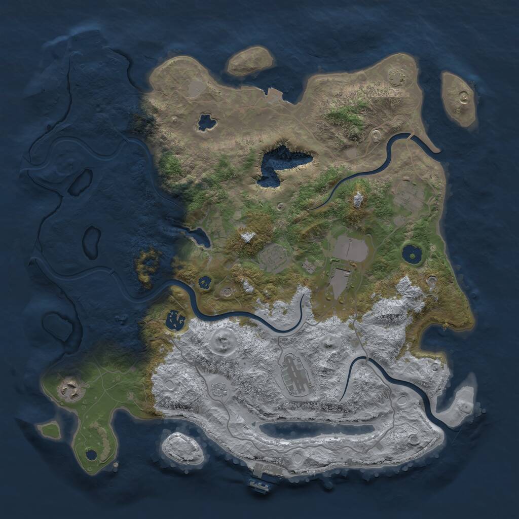 Rust Map: Procedural Map, Size: 4000, Seed: 1163353610, 12 Monuments