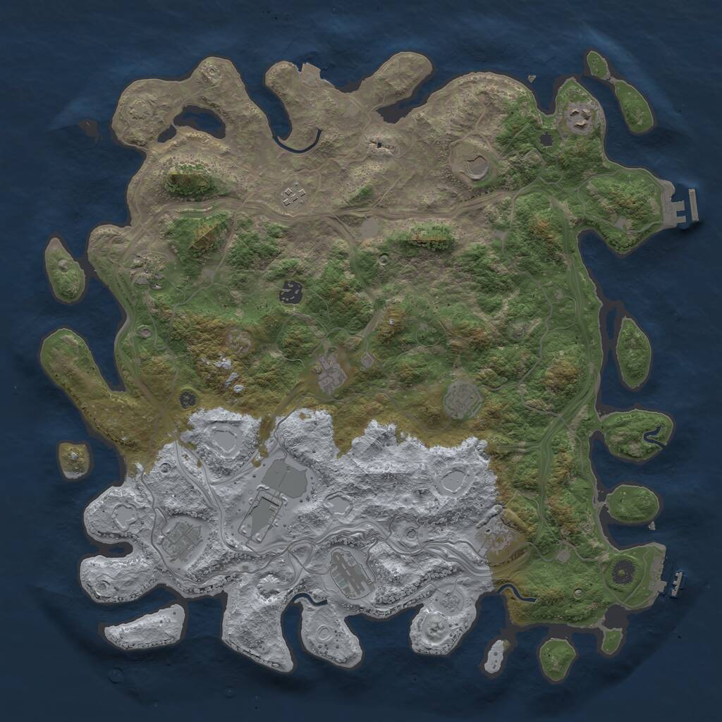 Rust Map: Procedural Map, Size: 4500, Seed: 1273293720, 17 Monuments