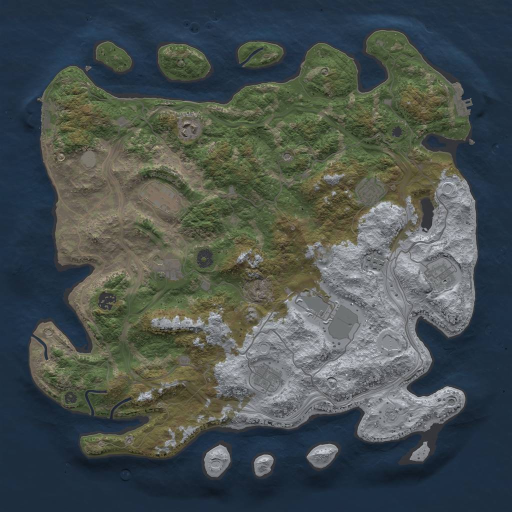 Rust Map: Procedural Map, Size: 4250, Seed: 518207088, 18 Monuments