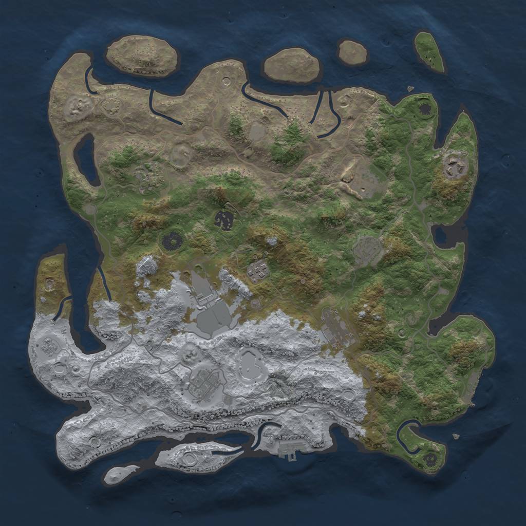 Rust Map: Procedural Map, Size: 4000, Seed: 54652, 17 Monuments