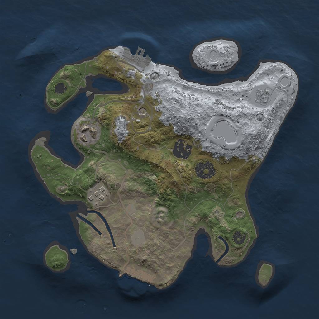 Rust Map: Procedural Map, Size: 2500, Seed: 987654, 12 Monuments