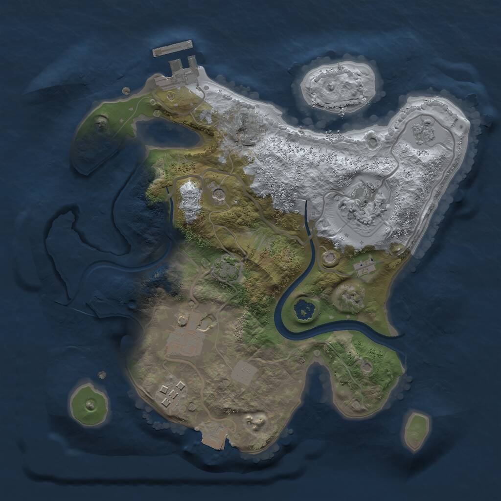 Rust Map: Procedural Map, Size: 2500, Seed: 987654, 8 Monuments