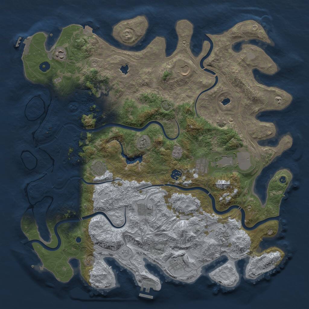 Rust Map: Procedural Map, Size: 4500, Seed: 985405364, 17 Monuments