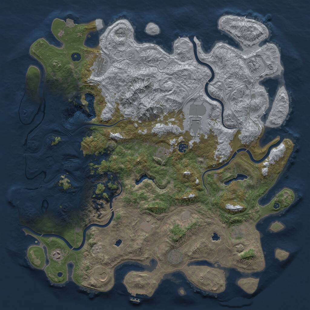 Rust Map: Procedural Map, Size: 5000, Seed: 842571, 17 Monuments