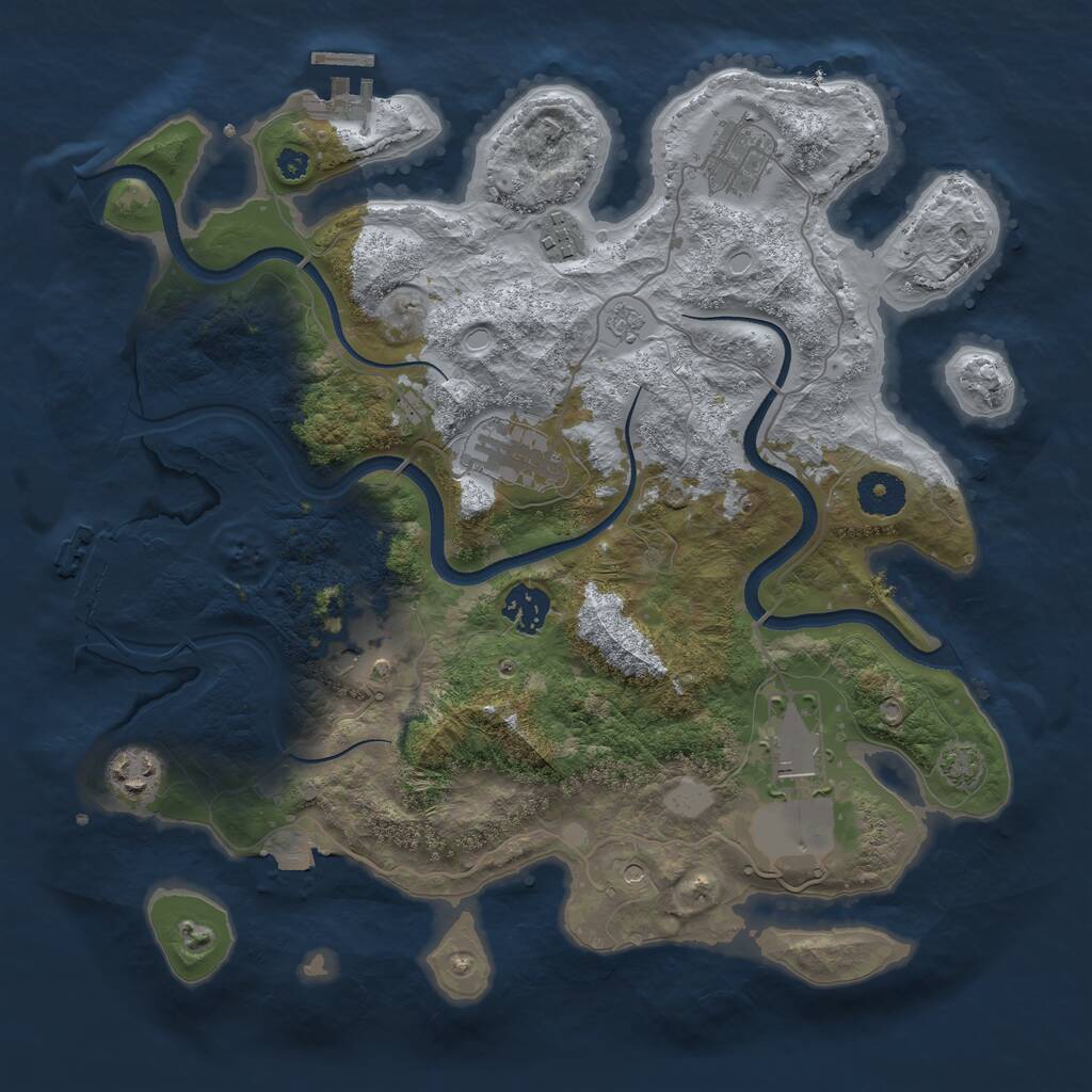 Rust Map: Procedural Map, Size: 3500, Seed: 937438593, 13 Monuments