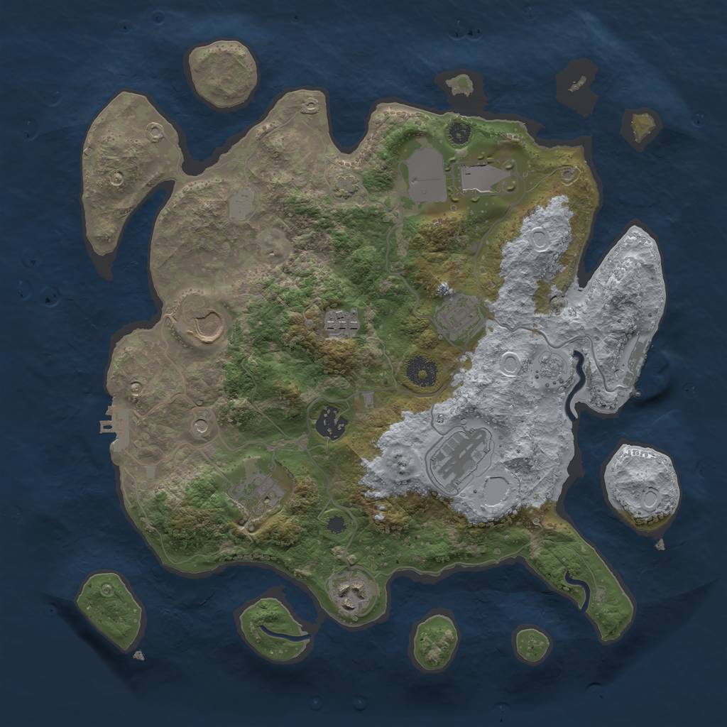 Rust Map: Procedural Map, Size: 3500, Seed: 1590660073, 16 Monuments