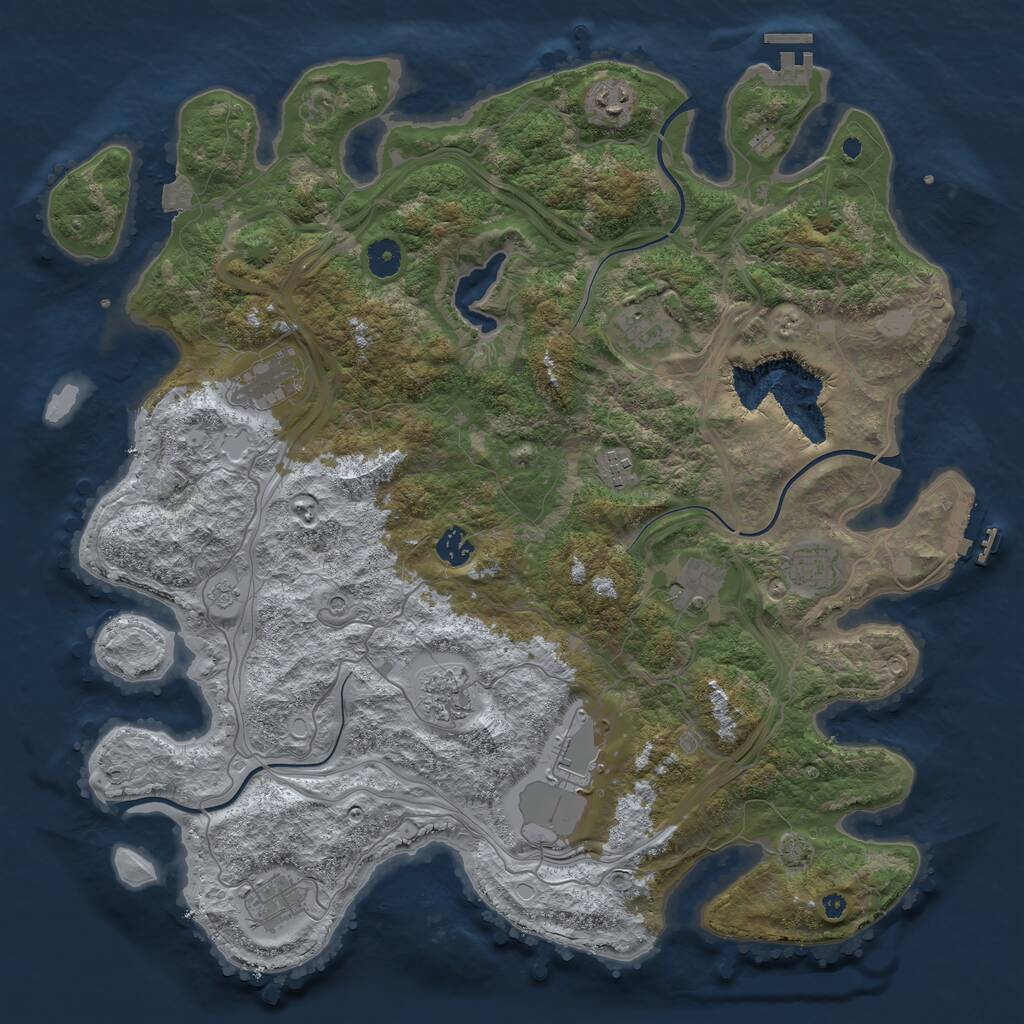 Rust Map: Procedural Map, Size: 4250, Seed: 1285553673, 16 Monuments