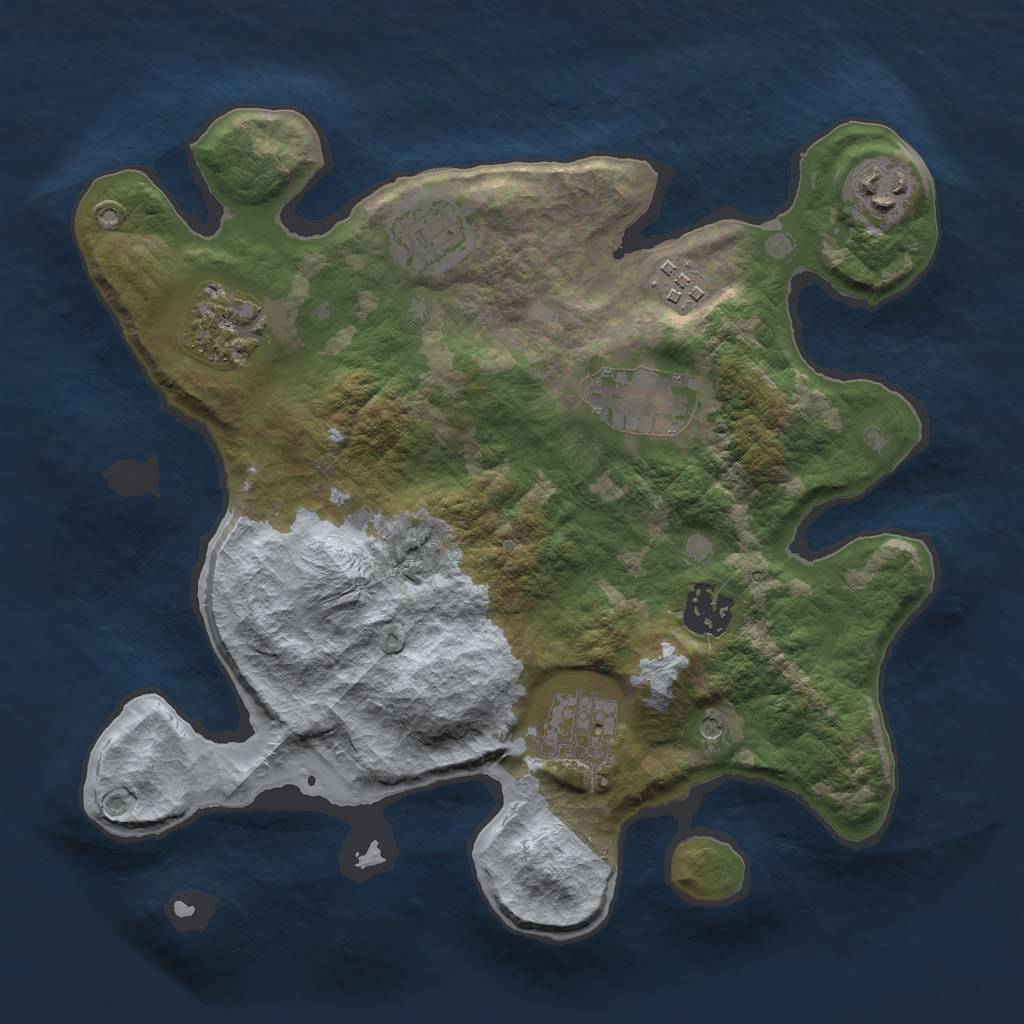Rust Map: Barren, Size: 3000, Seed: 13371337, 10 Monuments