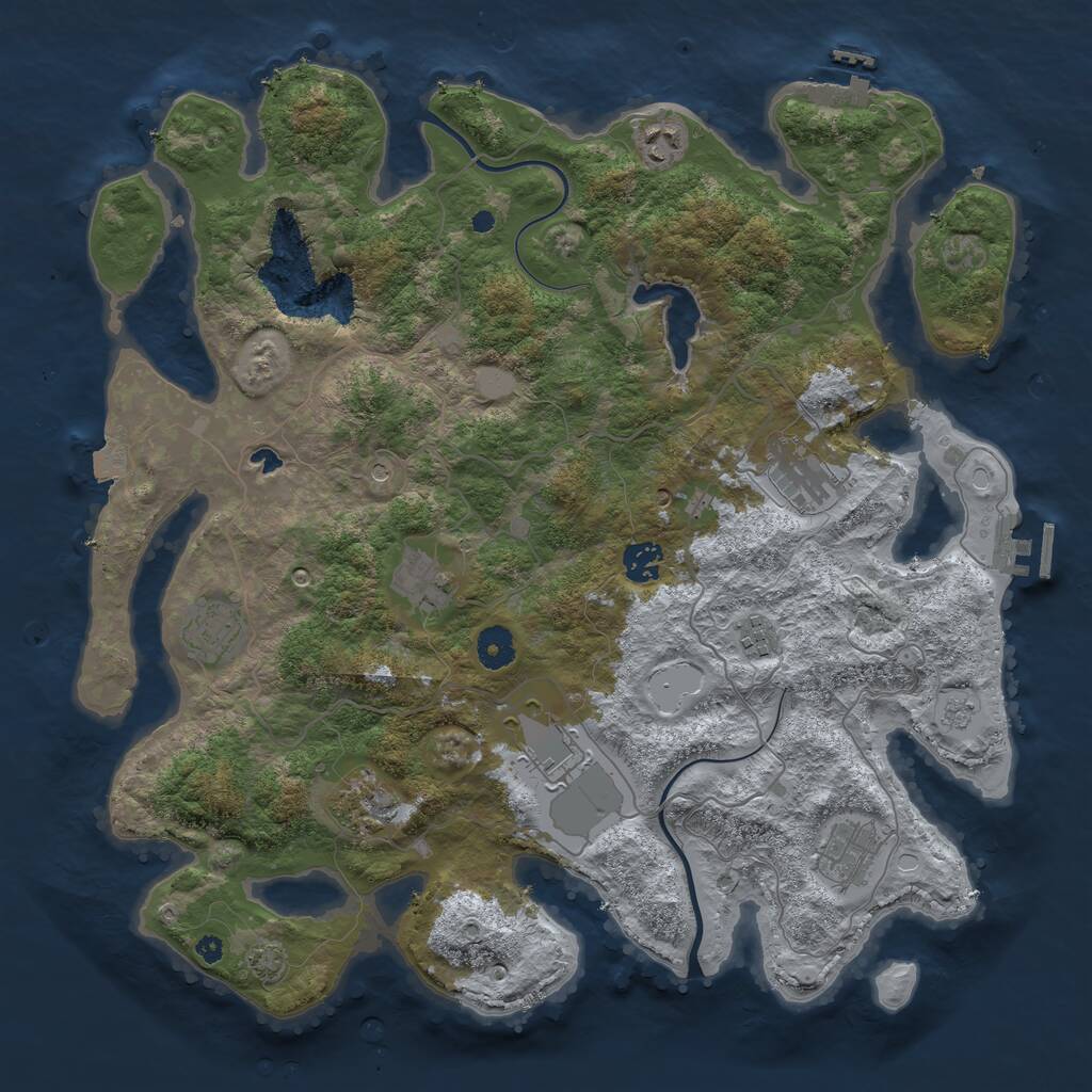Rust Map: Procedural Map, Size: 4000, Seed: 13375057, 15 Monuments