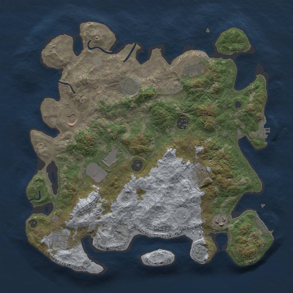 Rust Map: Procedural Map, Size: 3700, Seed: 309077596, 18 Monuments