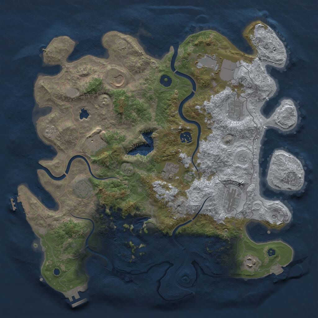 Rust Map: Procedural Map, Size: 4000, Seed: 996513, 16 Monuments