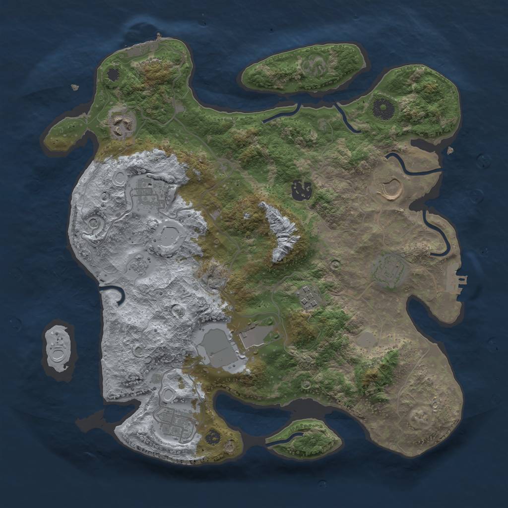 Rust Map: Procedural Map, Size: 3500, Seed: 42090420, 17 Monuments
