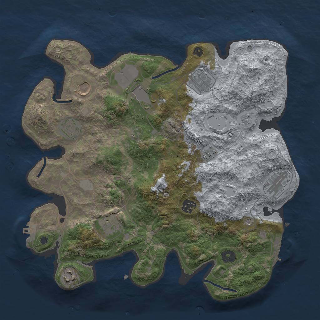 Rust Map: Procedural Map, Size: 3500, Seed: 84624687, 18 Monuments