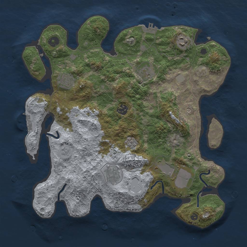 Rust Map: Procedural Map, Size: 3500, Seed: 1181404306, 16 Monuments