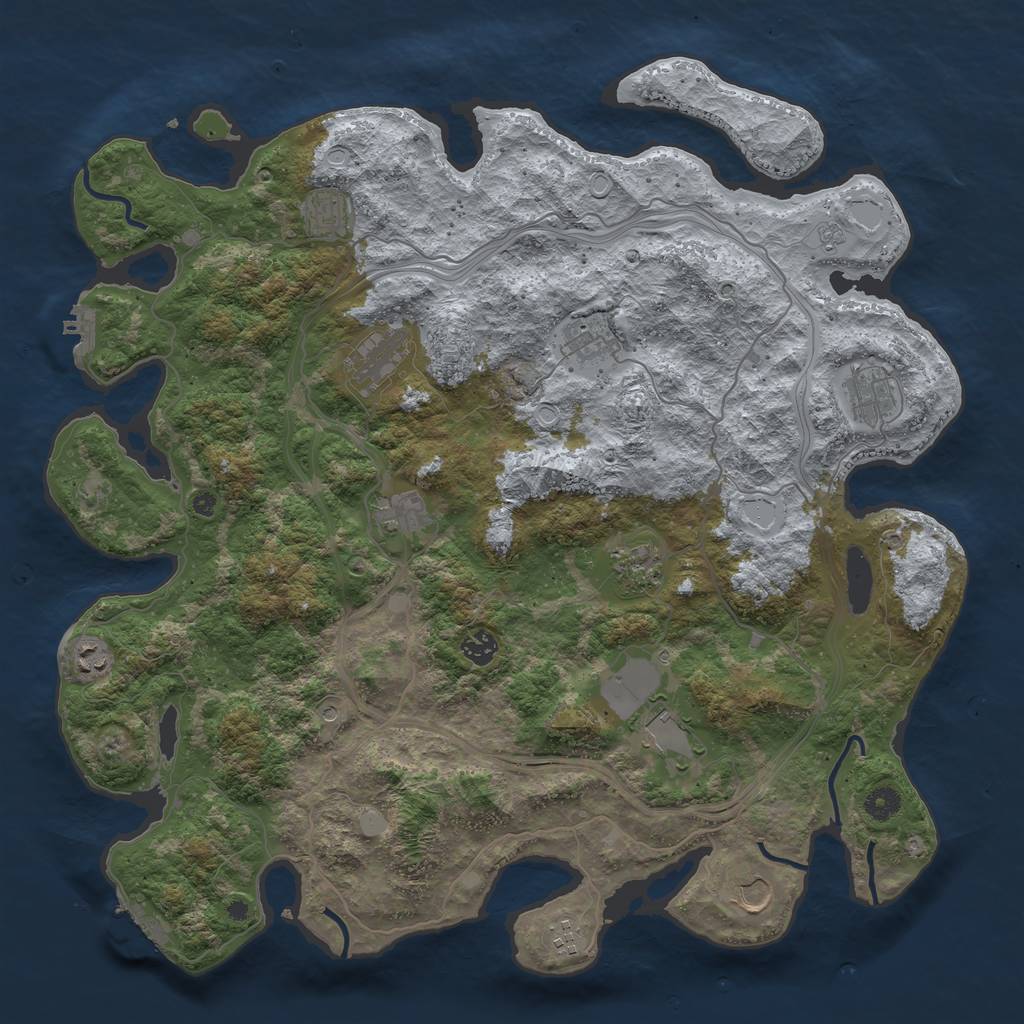 Rust Map: Procedural Map, Size: 4450, Seed: 2080411713, 20 Monuments