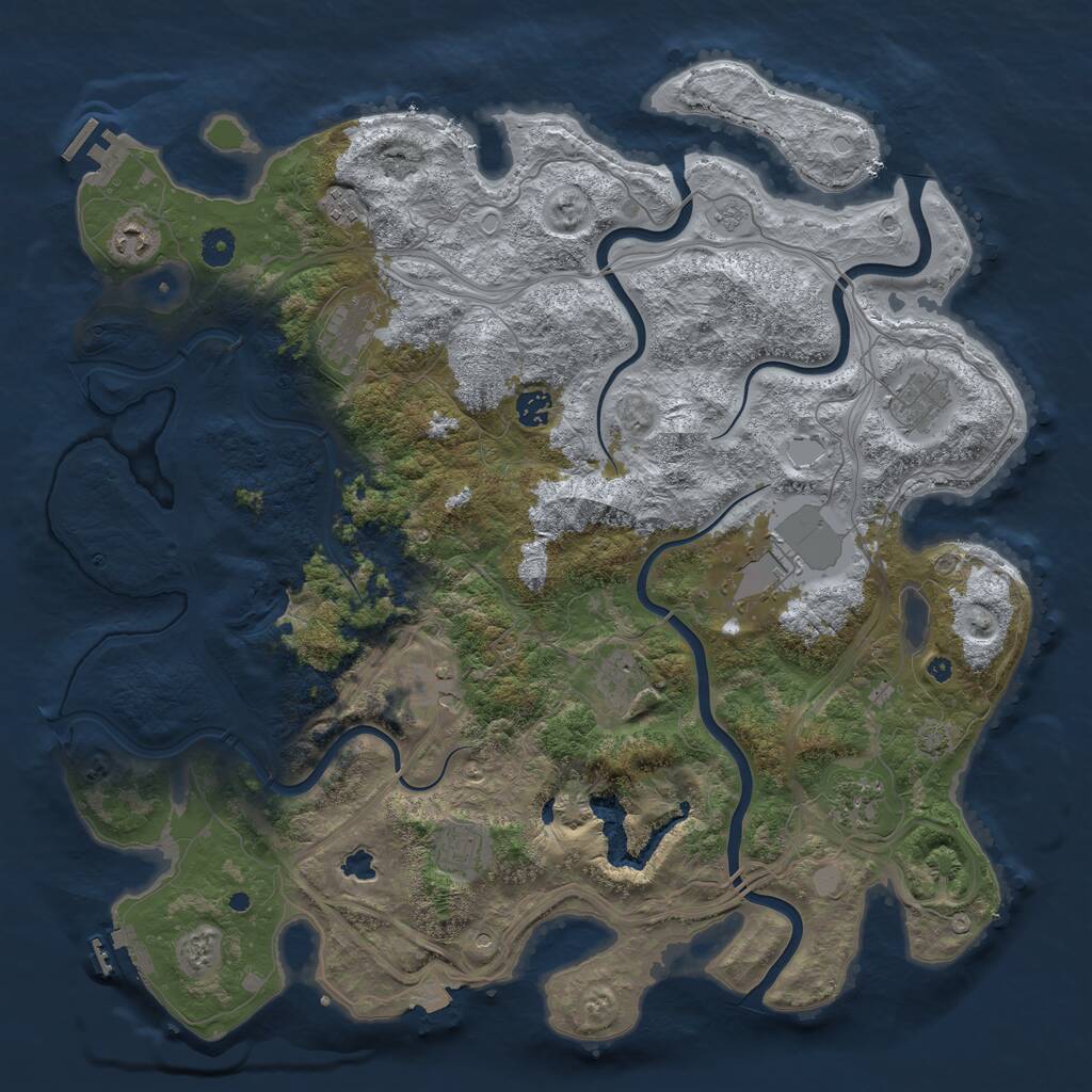 Rust Map: Procedural Map, Size: 4450, Seed: 2080411713, 16 Monuments