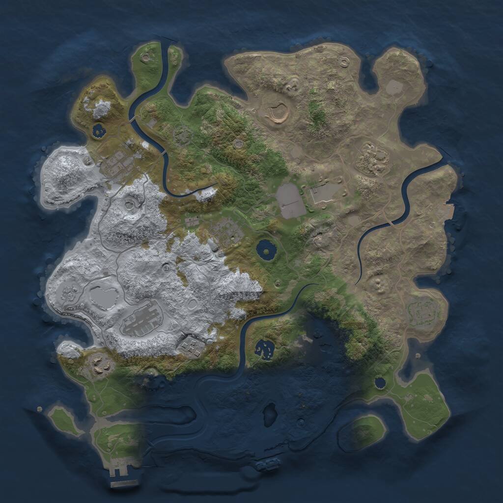 Rust Map: Procedural Map, Size: 3750, Seed: 5965562, 17 Monuments